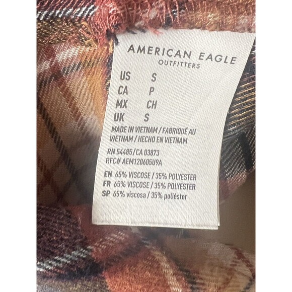 American Eagle Boyfriend Fit Ahh-mazingly Top Soft Flannel Shirt Mauve Plaid S - Picture 6 of 8